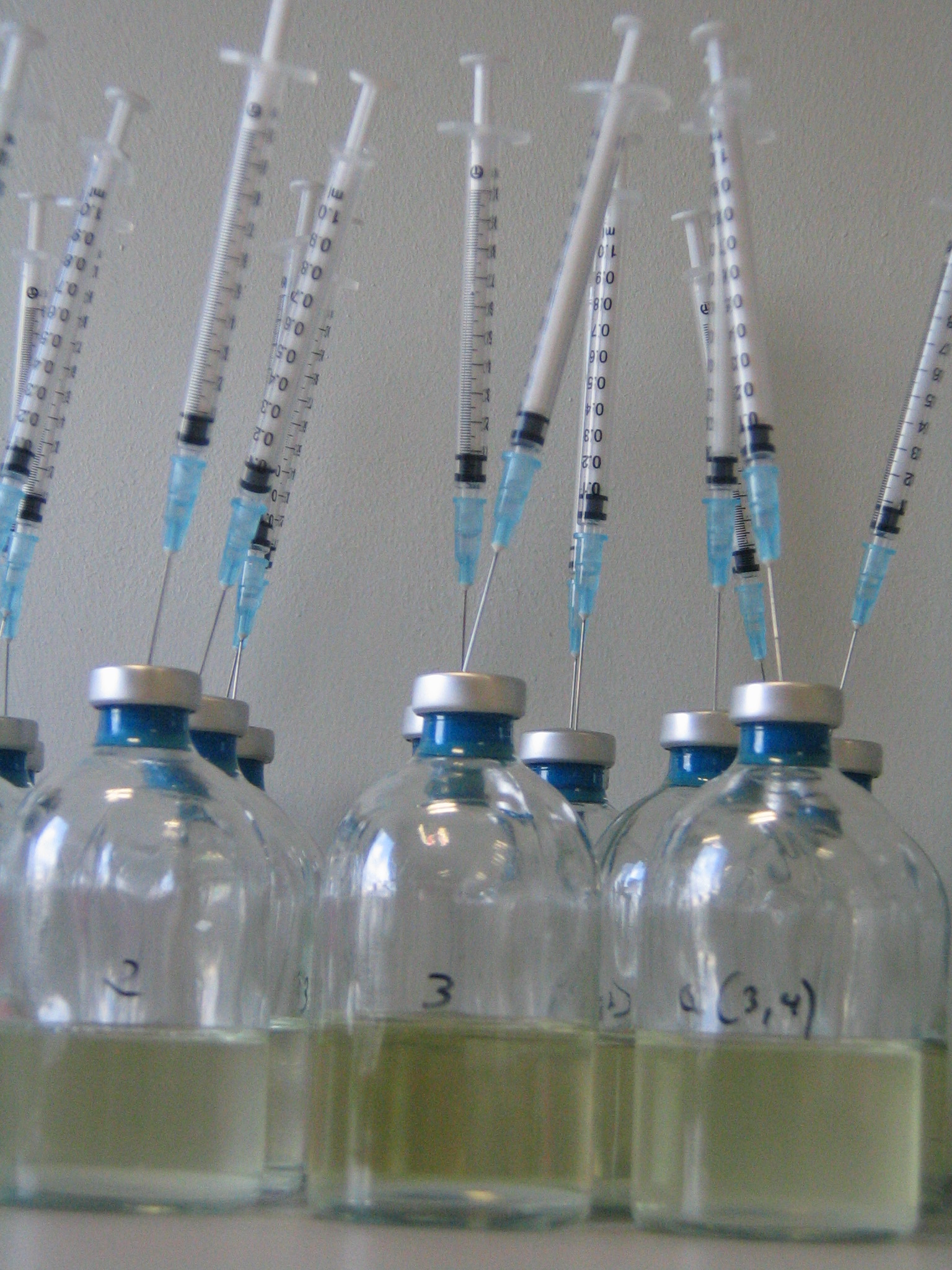 Sample vials with syringes